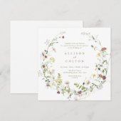 Sage Groene Wildbloem Rustieke Boho Bruiloft Kaart (Voorkant / Achterkant)