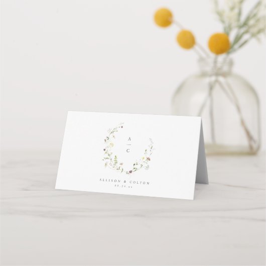 Sage Groene Wildbloem Rustieke Boho Bruiloft Monog (Achterkant)