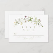 Sage Groene Wildbloem Rustieke Boho Bruiloft RSVP (Voorkant / Achterkant)