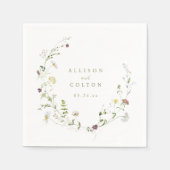 Sage Groene Wildbloem Rustieke Boho Bruiloft Serve Servet (Voorkant)