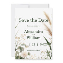 Sage Groene Wildbloemen en Pampa's Save The Date