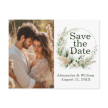 Sage Groene Wildbloemen en Pampa's Save The Date