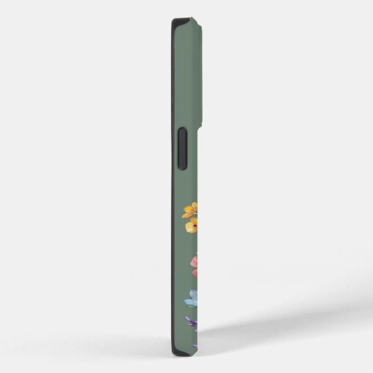 Sage Groene Wildflower Aangepaste Naam Monogram Case-Mate iPhone Case (Achterkant / Rechts)