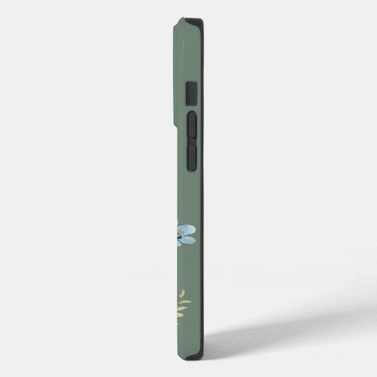 Sage Groene Wildflower Aangepaste Naam Monogram Case-Mate iPhone Case (Achterkant / Links)