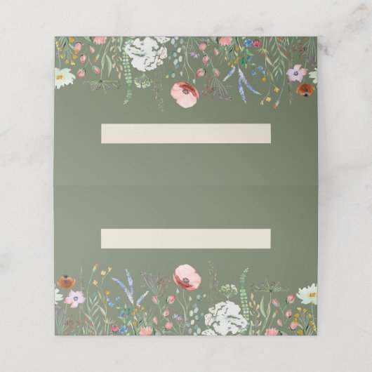 Sage Groene Wildflower Meadow Bruiloft (Buitenkant ongevouwen)