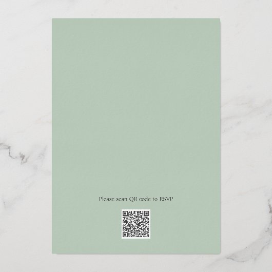 Sage groene wildflower QR code bruiloft uitnodigin Folie Feestdagenkaart (Achterkant)