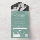Sage groene witte bladeren fotomaaltijd RSVP QR br All In One Uitnodiging (Binnen)
