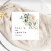 Sage Groene & Witte Bloemen Bruiloft Servetten