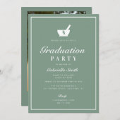 Sage Groene Witte lijst Apotheek Afstudeerfeest Kaart (Voorkant / Achterkant)