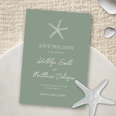 Sage Groene Zeester Strand Bestemming Bruiloft Save The Date