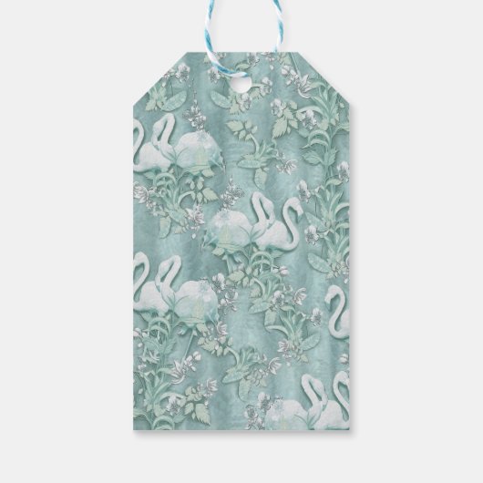 Sage-groene zijderupsen en bloemen cadeaulabel (Achterkant)