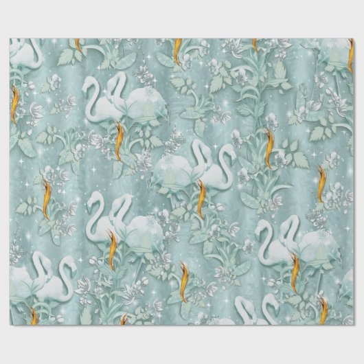 Sage-groene zijderupsen en bloemen cadeaupapier (Vlak)