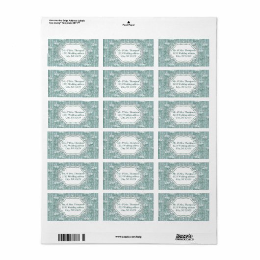 Sage-groene zijderupsen en bloemen etiket (Full Sheet)