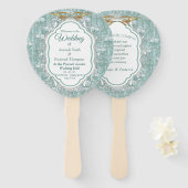 Sage-groene zijderupsen en bloemen handwaaier (Voorkant en achterkant)