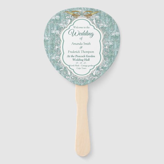 Sage-groene zijderupsen en bloemen handwaaier (Voorkant)