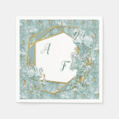 Sage-groene zijderupsen en bloemen servet (Voorkant)