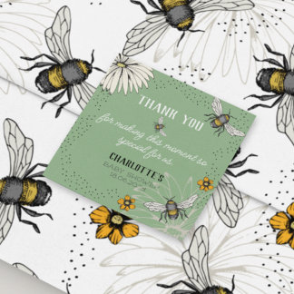 Sage Groene zoemende Bijen Dank u Baby shower Vierkante Sticker