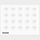 Sage Hand Drawn Hearts Monogram Whimsical Wedding Ronde Sticker (Vel)