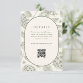 Sage Hydrangea Huwelijksdetails QR-code Informatiekaartje (Staand voorkant)