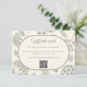 Sage Hydrangea Vintage Wedding  RSVP Kaartje (Staand voorkant)