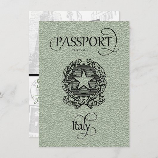 Sage Italië Paspoort Opslaan Datum Save The Date (Voorkant / Achterkant)
