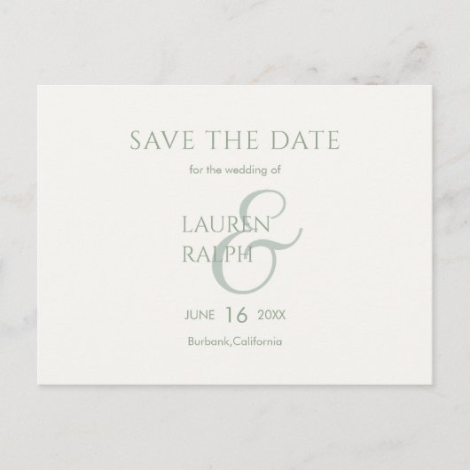 Sage & Ivory Faire-part de mariage à conserver pou (Devant)