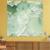 Sage Lace Lichen Abstract - Biologisch Modern Canvas Afdruk (Insitu (Woonkamer))