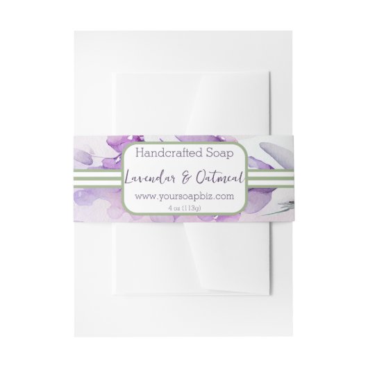 Sage & Lavendar Waterverf Zeap Label Wrap rond Uitnodigingen Wikkel (Voorkant Voorbeeld)
