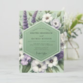 Sage Lavendel Weide Bruiloft Kaart (Staand voorkant)