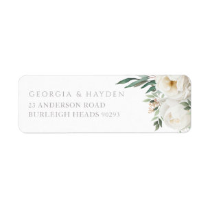 Sage Leaf & Wit Bloemen Bruiloft Retouradres Etiket