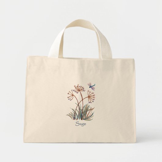 Sage  libellen mini tote bag (Voorkant)