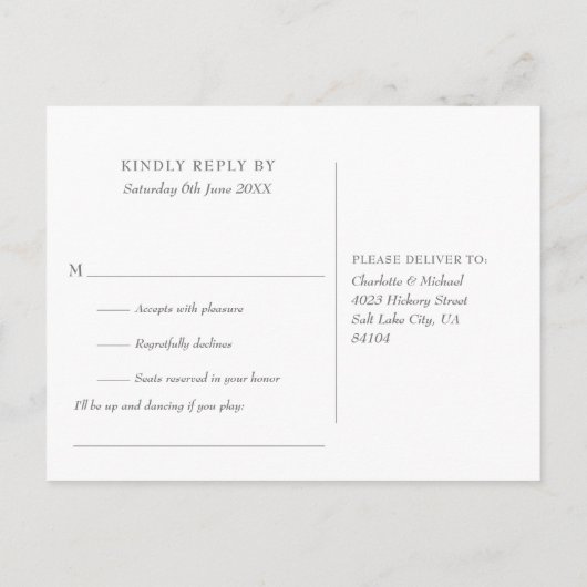 Sage Lilac Verdure Mariage RSVP Invitation (Dos)