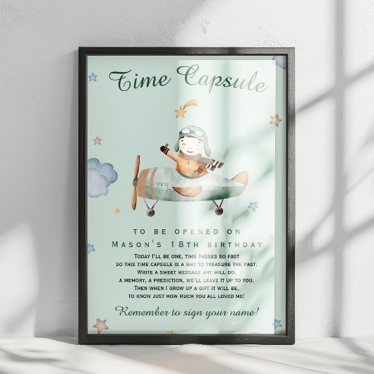 Sage Little Aviator Time Capsule Milestone Poster
