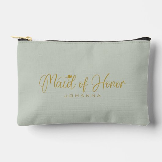 Sage Maid of Honor Script Naam Cosmetische Gift Etui (Voorkant)