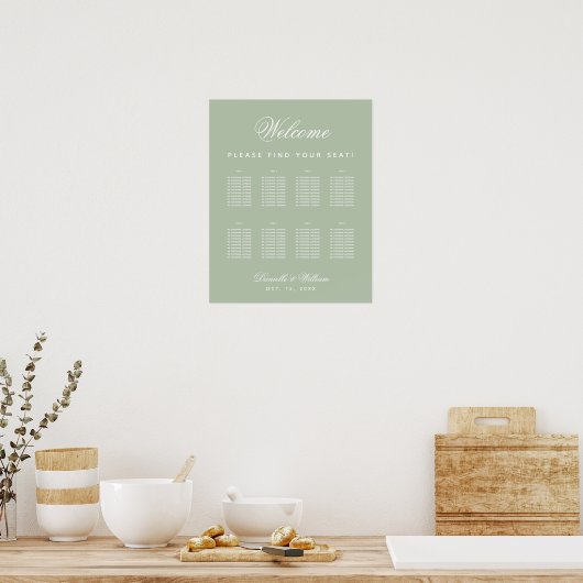 Sage Mariage 8 Tableau Simple Green Seing Chart (Cuisine)
