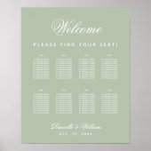 Sage Mariage 8 Tableau Simple Green Seing Chart (Devant)