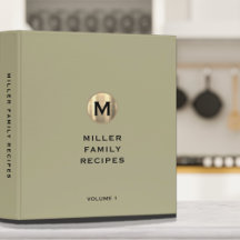 Sage Metallic Gold Monogram Family Recipe