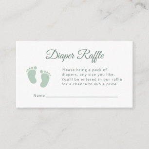 Sage Minimal Little Footsteps Baby Shower Luier Informatiekaartje