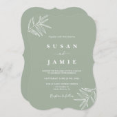 Sage minimalist bruiloft uitnodiging (Voorkant / Achterkant)