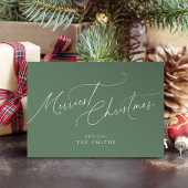 Sage Minimalist Elegant Script Merriest Christmas Feestdagenkaart