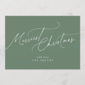 Sage Minimalist Elegant Script Merriest Christmas Feestdagenkaart (Voorkant)
