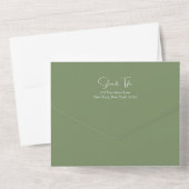 Sage minimalist Wedding All In One Uitnodiging (Achterkant)