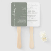 SAGE Minimalist Wedding Program (set van 10) Handwaaier (Voorkant en achterkant)