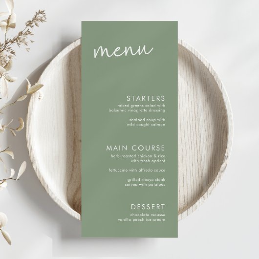 Sage Minimalistisch Script Vrijgezellenfeest Menu