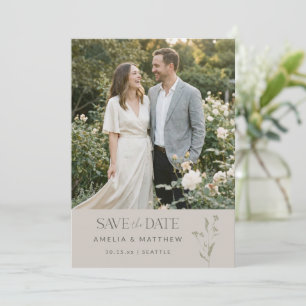 Sage Minimalistische Botanische Taupe Foto Bruilof Save The Date