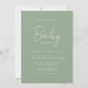 Sage minimalistische foto QR code Baby shower Kaart