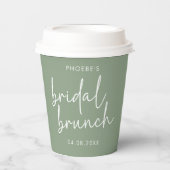 Sage Minimalistische Script Bruids Brunch Papieren Bekers (Voorkant)