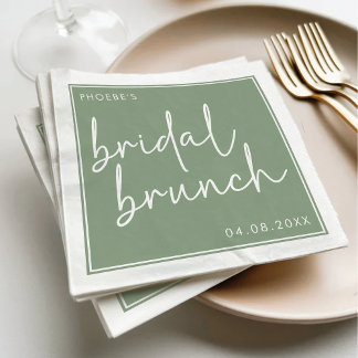 Sage Minimalistische Script Bruidsfeestje Servet