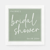 Sage Minimalistische Script Bruidsuitnodiging Servet (Voorkant)