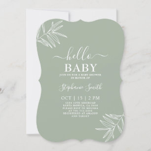 Sage-minimalistische uitnodiging voor Baby shower